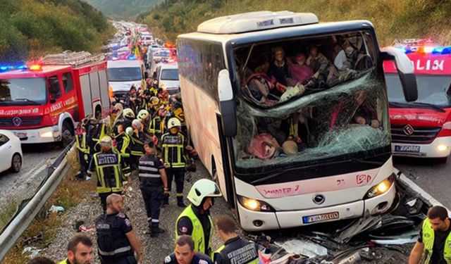 Yolcu otobüsü şarampole devrildi: 8'i çocuk 33 yaralı