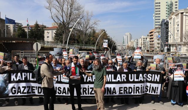 Mısır'ın Ankara Büyükelçiliği önünde "Gazze'de insani kriz sona erdirilsin" talebi