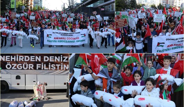 Ankara'da çocuklar Gazze için yürüdü