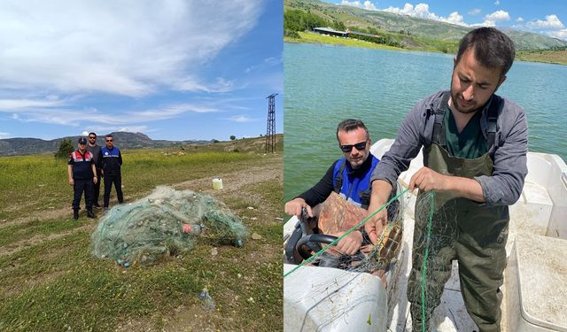Batman Baraj Gölü'nde 2 bin 500 metre hayalet ağ imha edildi