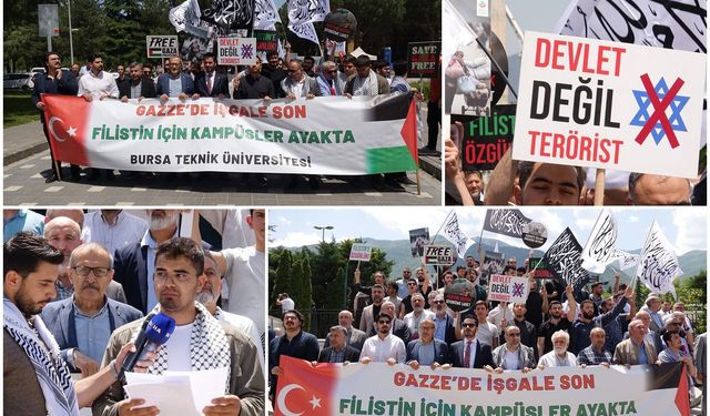 Bursa'da "Gazze'de İşgale Son, Filistin İçin Kampüsler Ayakta" yürüyüşü düzenlendi