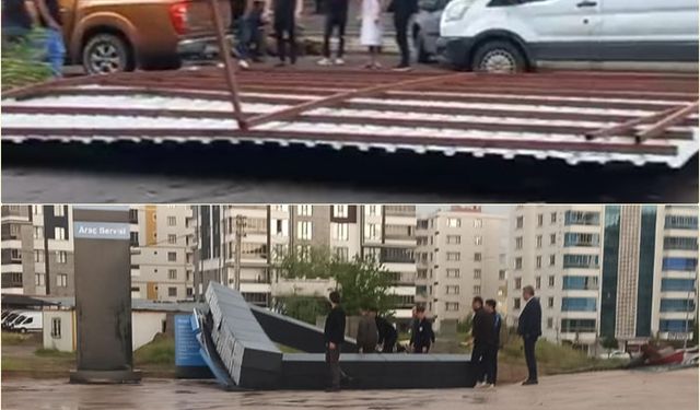 Diyarbakır'da fırtınada çatılar uçtu tabelalar devrildi